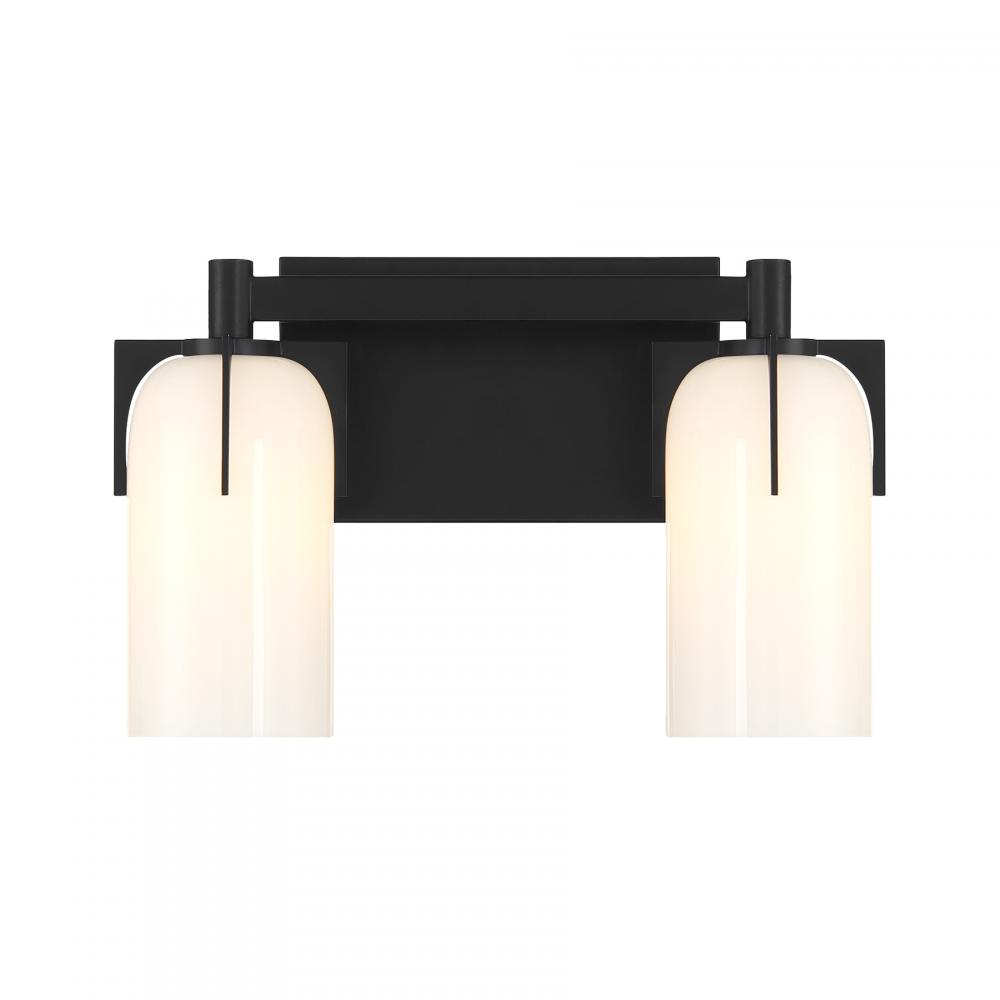 Caldwell 2-Light Bathroom Vanity Light in Matte Black