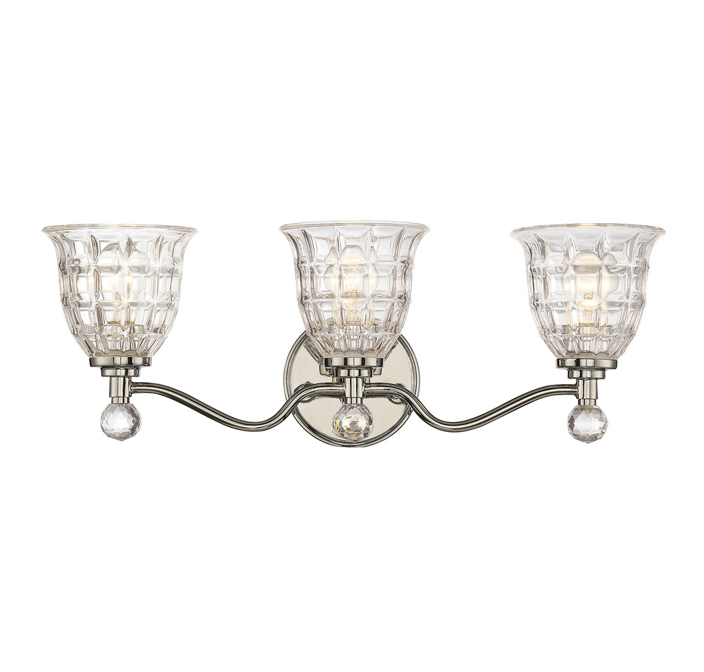 Birone 3-Light Bathroom Vanity Light in Polished Nickel