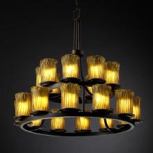 Justice Design Group GLA-8767-16-GLDC-DBRZ - Dakota 21-Light 2-Tier Ring Chandelier