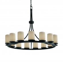 Justice Design Group POR-8715-10-PLET-MBLK - Dakota 15-Light 1-Tier Ring Chandelier