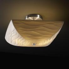 Justice Design Group PNA-9695-25-WAVE-NCKL-LED-2000 - 14" Square Semi-Flush Bowl