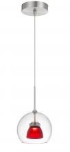 CAL Lighting UP-335-CL-REDFR - Integrated dimmable LED glass mini pendant light. 6W, 450 lumen, 3000K