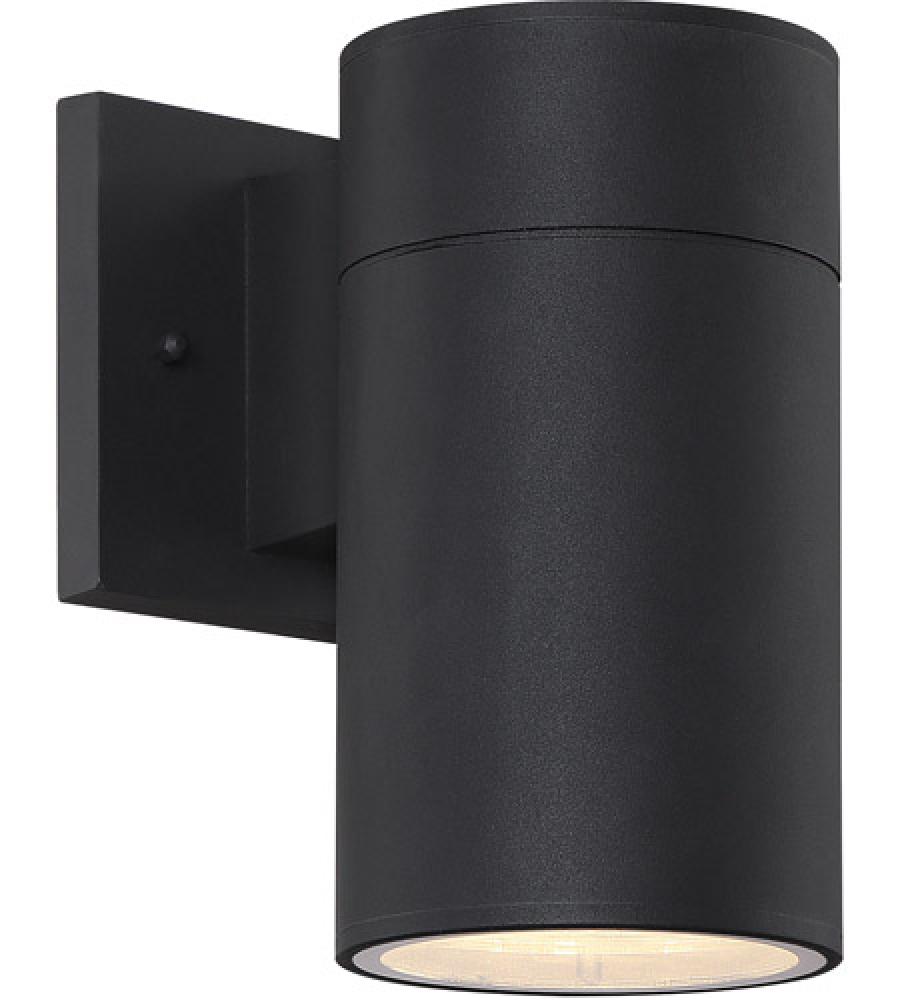 Pillar 1 Light Outdoor LED Wall Lantern in Textured Black