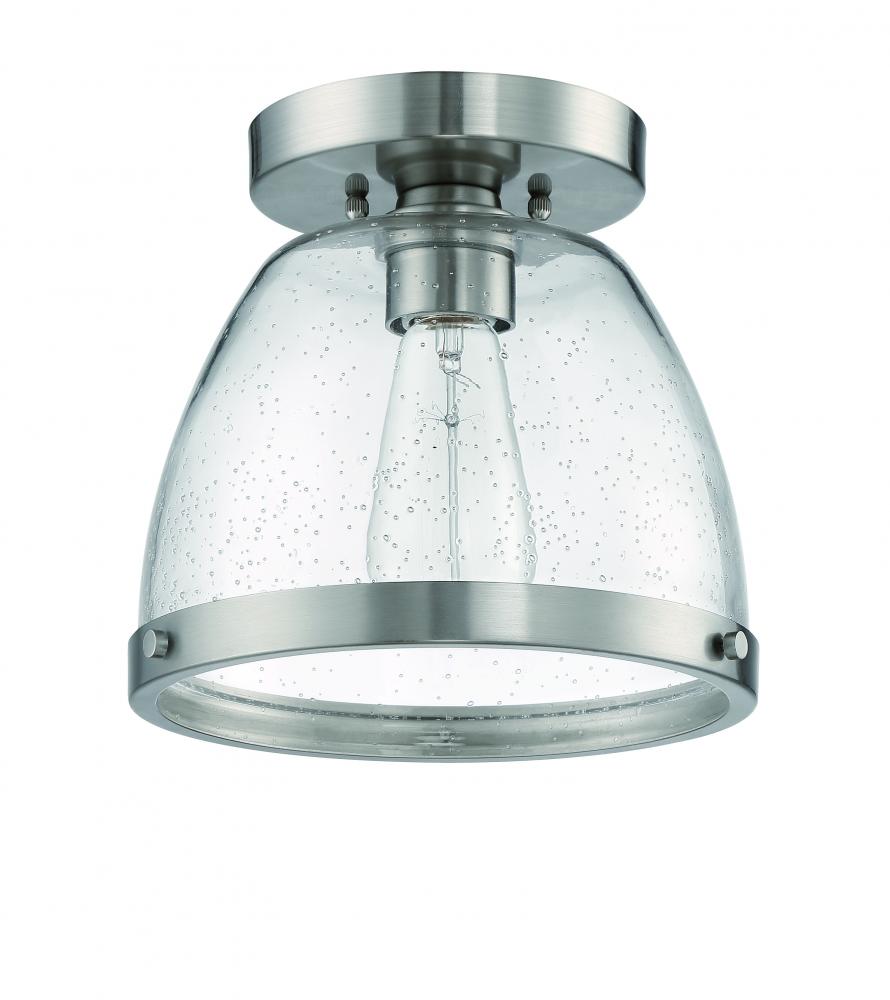 Lodie 1 Light 7.5" Flushmount in Brushed Polished Nickel