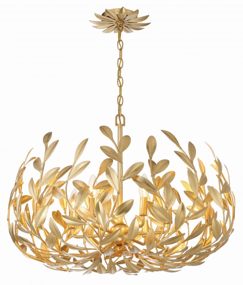 Broche 6 Light Antique Gold Chandelier