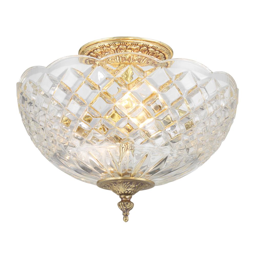 Milton 2 Light Olde Brass Semi Flush Mount