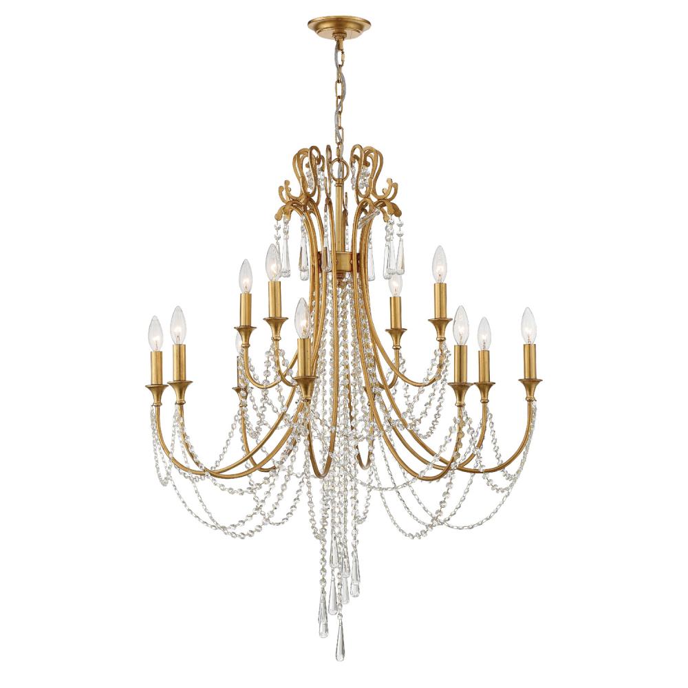 Arcadia 12 Light Antique Gold Chandelier