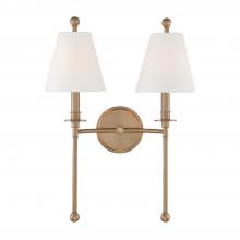 Crystorama RIV-383-AG - Riverdale 2 Light Aged Brass Sconce