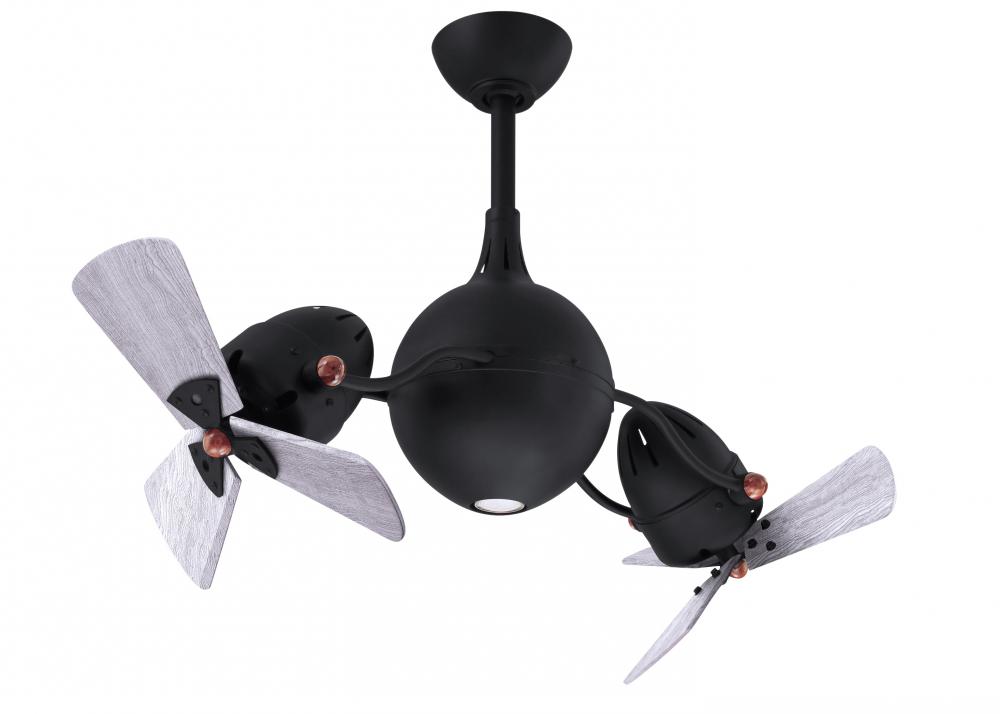 Acqua 360° rotational 3-speed ceiling fan in matte black finish with solid barn wood blades and l