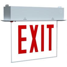 RAB Lighting EXITEDGE-RE-1WPWCH/E - RECESSED EDGE-LIT EXIT SIGN 1-FACE NO ARROWS RED LETTERS WHITE PANEL CHICAGO BATTERY BACKUP WHITE