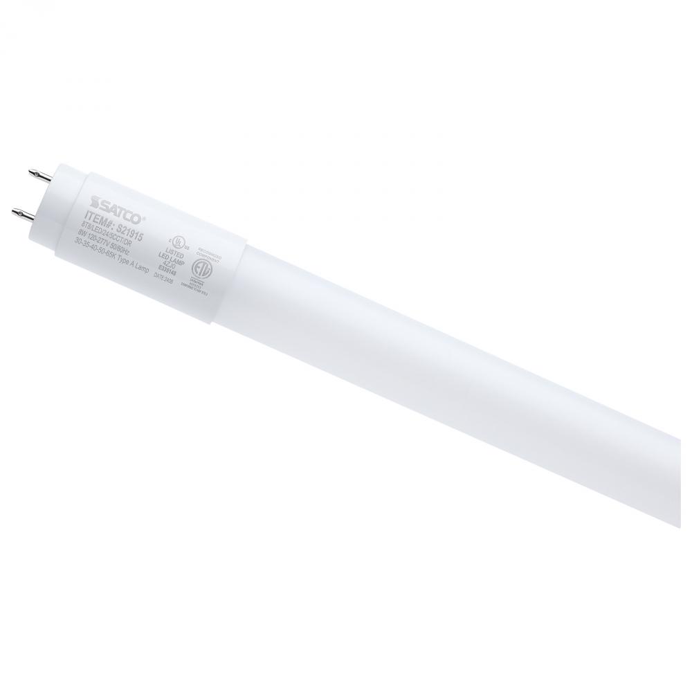 8 Watt; 2 Foot T8 LED; G13 Base; 30K/35K/40K/50K/65K CCT Selectable; Type A; Frost