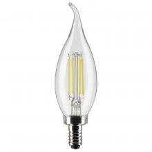 Satco Products Inc. S21297 - 4 Watt CA10 LED; Clear; Candelabra base; 90 CRI; 3000K; 120 Volt