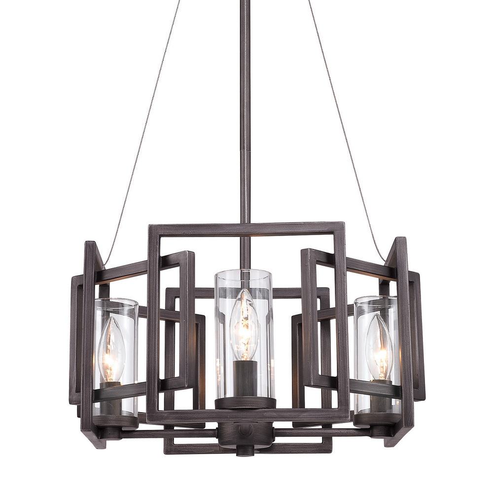 Marco 4 Light Pendant (Convertible) in Gunmetal Bronze with Clear Glass