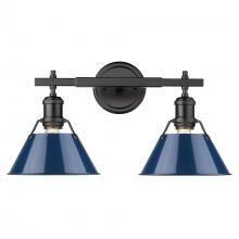 Golden 3306-BA2 BLK-NVY - Orwell 2-Light Vanity Light in Matte Black with Matte Navy