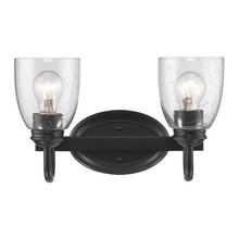 Golden 8001-BA2 BLK-SD - Parrish 2 Light Bath Vanity in Matte Black with Seeded Glass