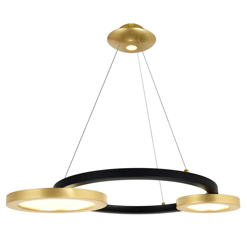 Deux Lunes LED Chandelier With Sun Gold & Black Finish