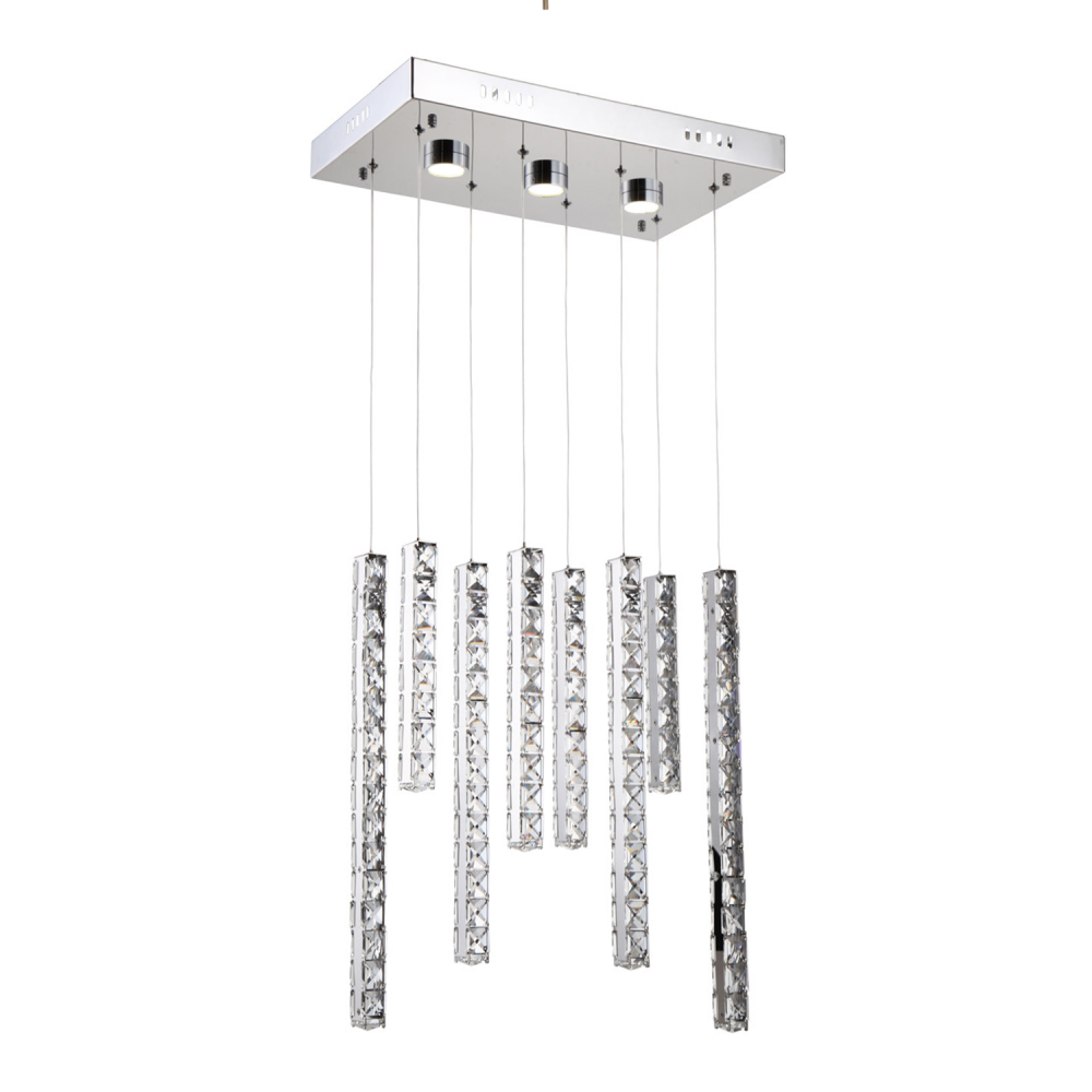 8-Light LED 20" Vertical Crystal Multi-Pendant