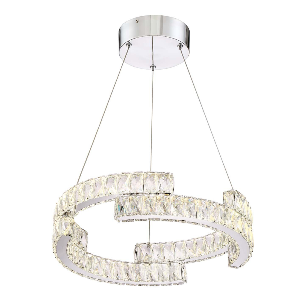 LED 20" 3200K Segmental Crystal Ring Chandelier