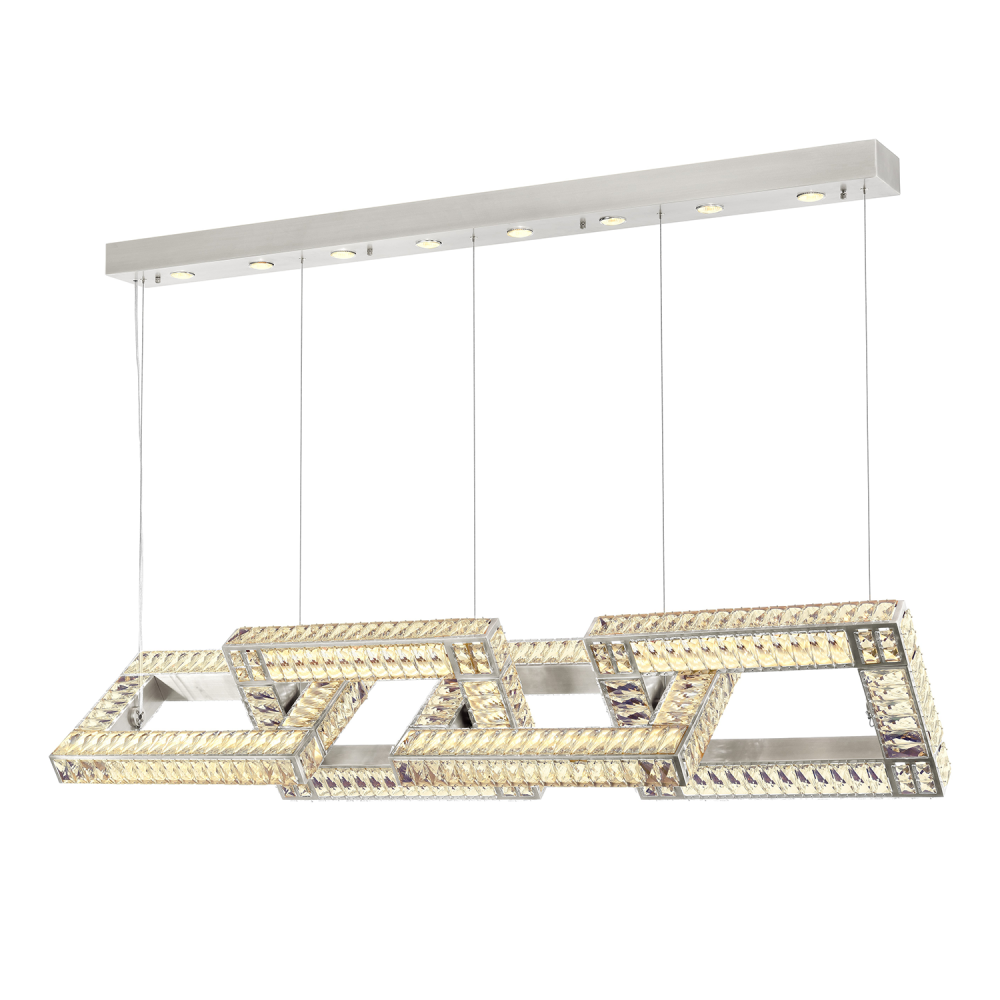 8-Light 67" Rectangular Chain Linked Linear Polished Nickel Chandelier