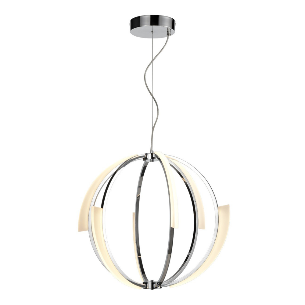 LED 26" Polished Nickel Geometrical Sphere Styled Chandelier