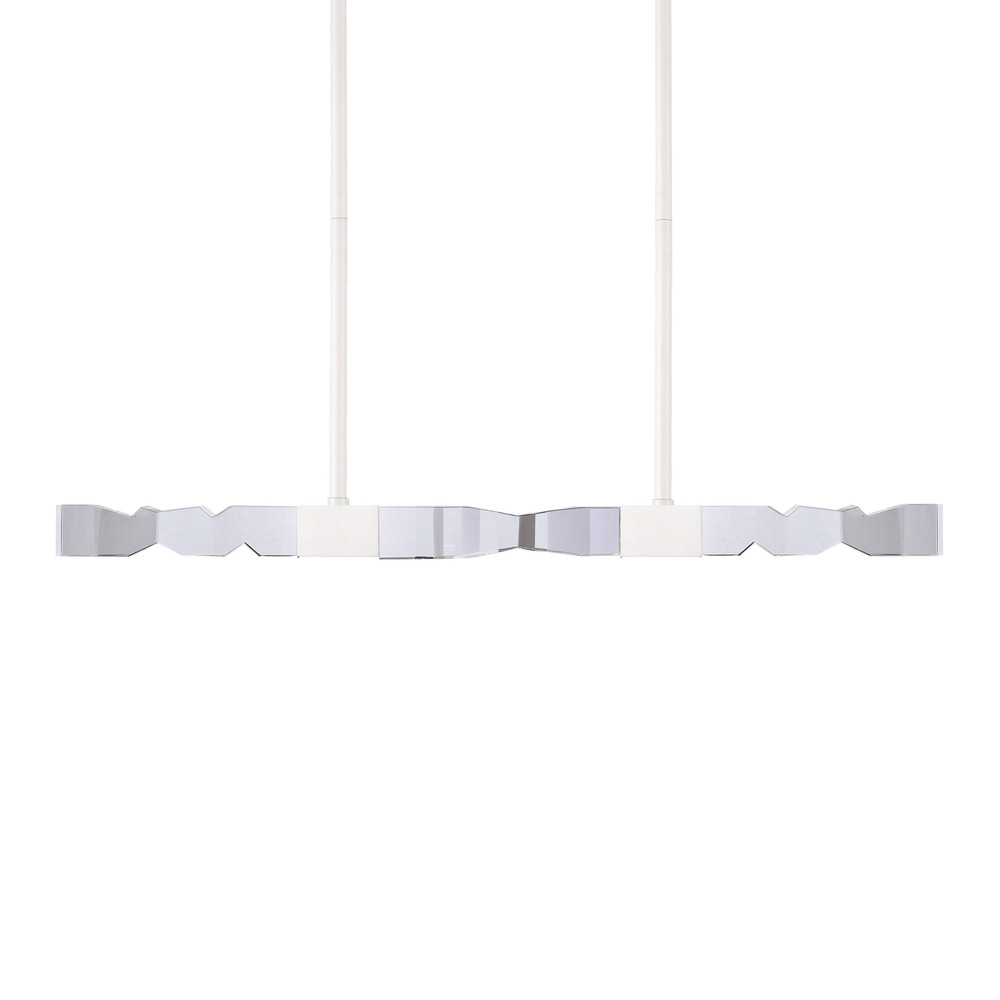 LED 3CCT 4-Light 49" Unique 2"x2" Carved Crystals Luxury Matte White Linear Pendant