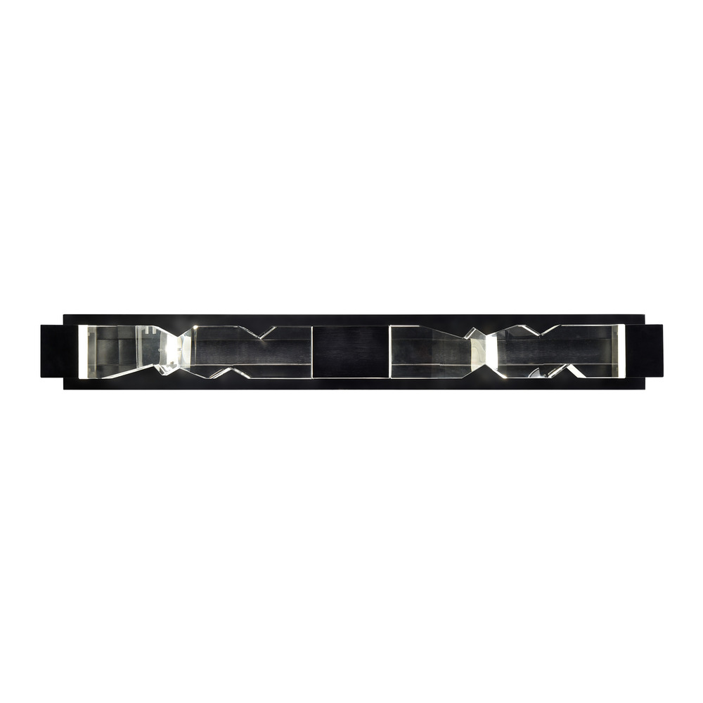 LED 3CCT 4-Light 36" Unique 3"x3" Carved Crystals Luxury Satin Brushed Black Linear Vani