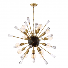 ZEEV Lighting CD10164-18-AGB+MBK - 18-Light 36" Aged Brass Rock Crystal Sputnik Chandelier