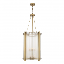 ZEEV Lighting CD10287-12-AGB - 12-Light 24" Foyer Aged Brass Fluted Glass Chandelier