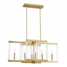 ZEEV Lighting CD10296-6-PB - 6-Light 34" Linear Aged Brass Chandelier