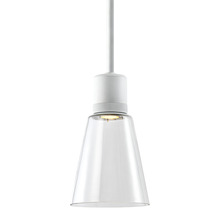 ZEEV Lighting P11702-LED-MW-G16 - 7" LED 3CCT Clear Bell Glass Pendant Light, Matte White Metal Finish