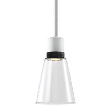 ZEEV Lighting P11702-LED-MW-K-SBB-G16 - 7" LED 3CCT Clear Bell Glass Pendant Light, Matte White with Black Metal Finish