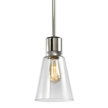 ZEEV Lighting P11707-E26-PN-G16 - 7" E26 Clear Bell Glass Pendant Light, Polished Nickel Metal Finish