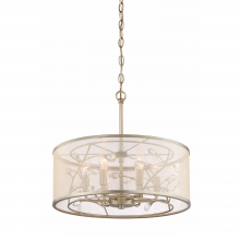 ZEEV Lighting P30082-6-BNS - 6-Light 17" Organic Drum Crystal Leaf Pendant