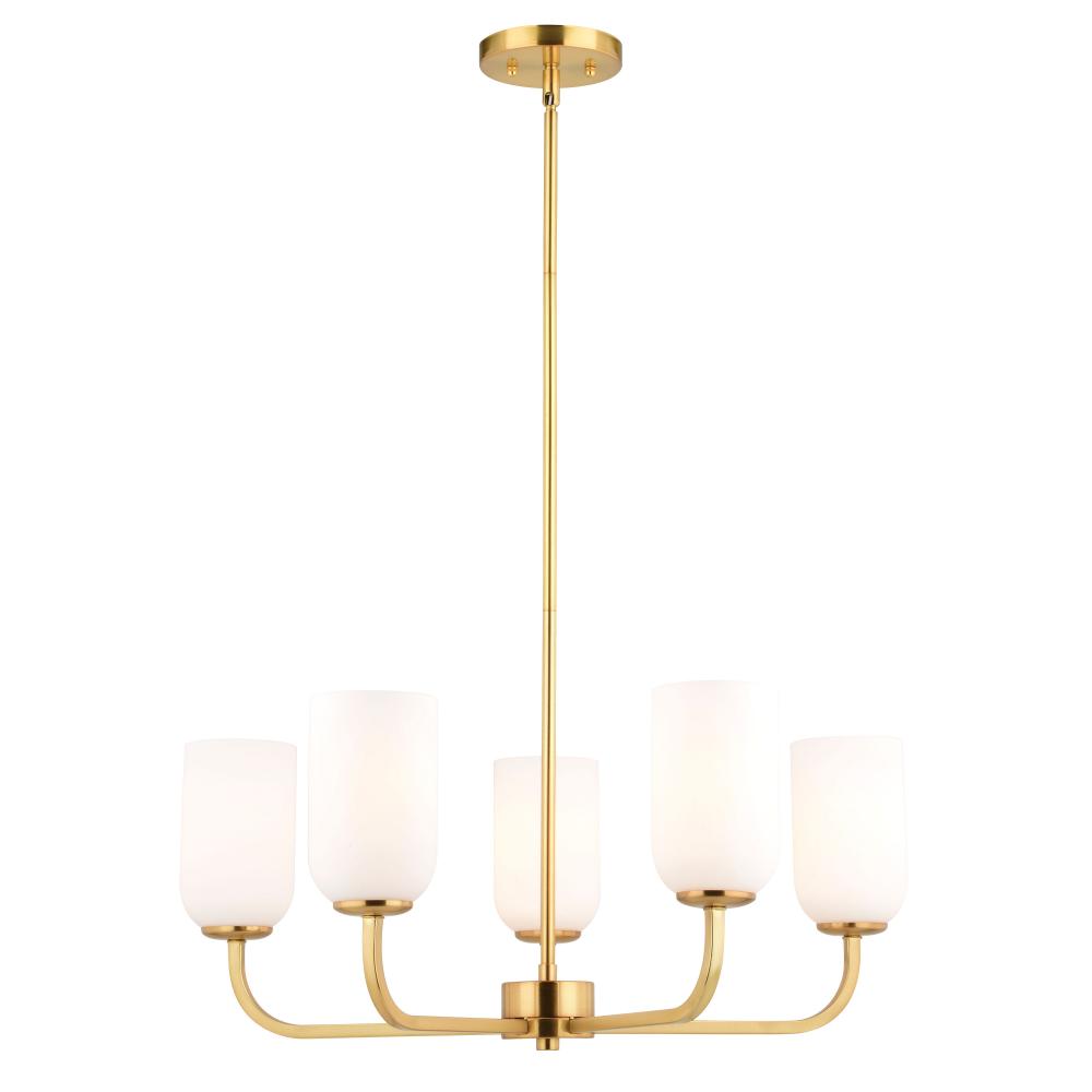 Shelby 26-in. W 5 Light Chandelier Natural Brass