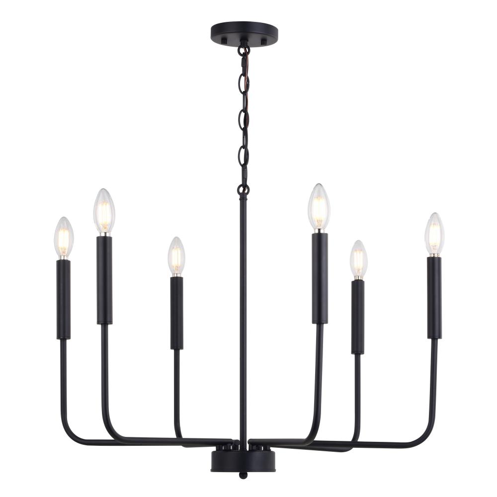 Belden 26-in. 6 Light Chandalier Matte Black