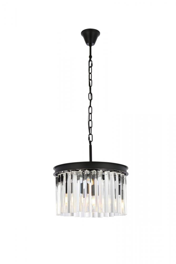 Sydney 3 Light Matte Black Pendant Clear Royal Cut Crystal