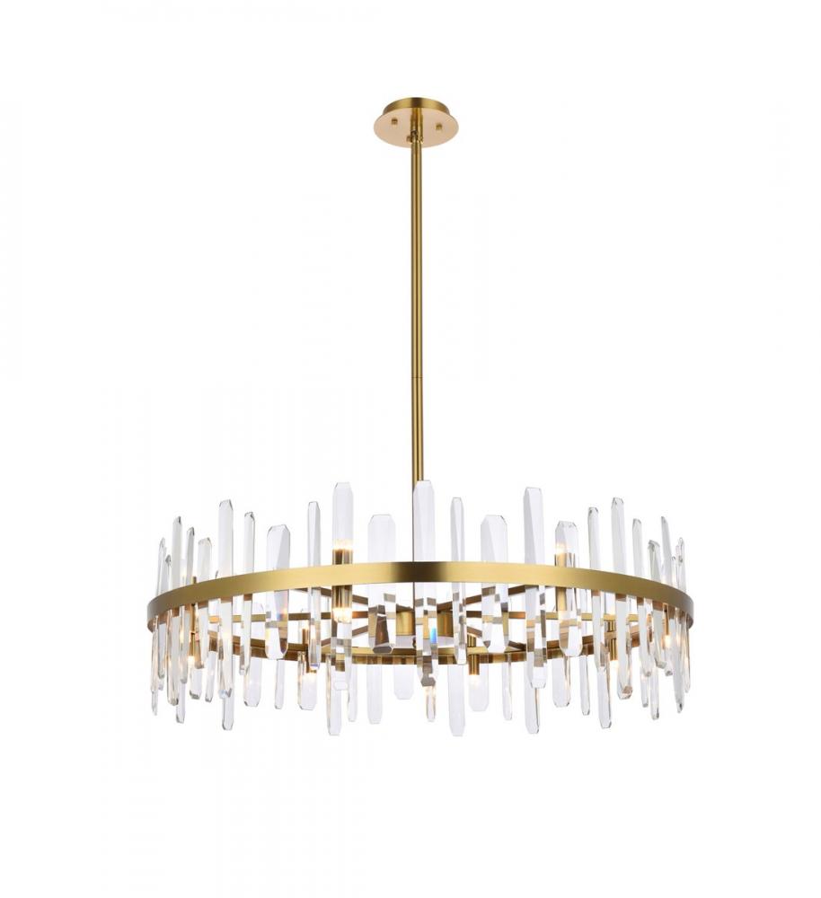 Serena 36 Inch Crystal Round Chandelier in Satin Gold