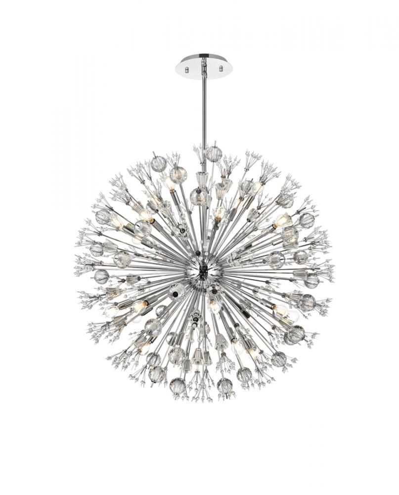 Vera 38 inch crystal starburst round pendant in chrome