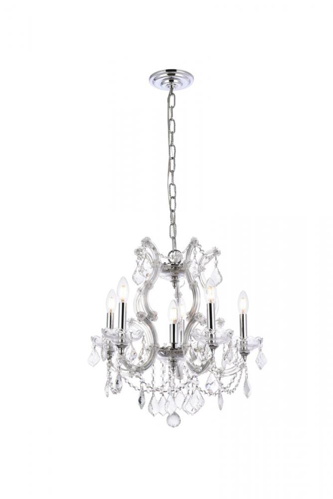 Maria Theresa 6 Light Chrome Pendant Clear Royal Cut Crystal