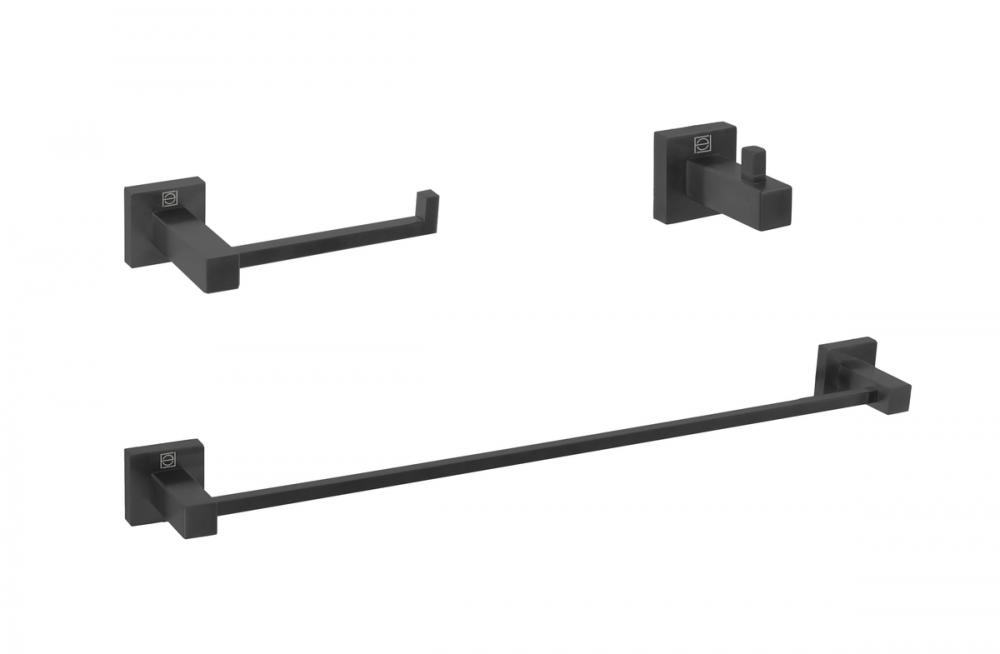 Isla 3-piece Bathroom Hardware Set in Matte Black