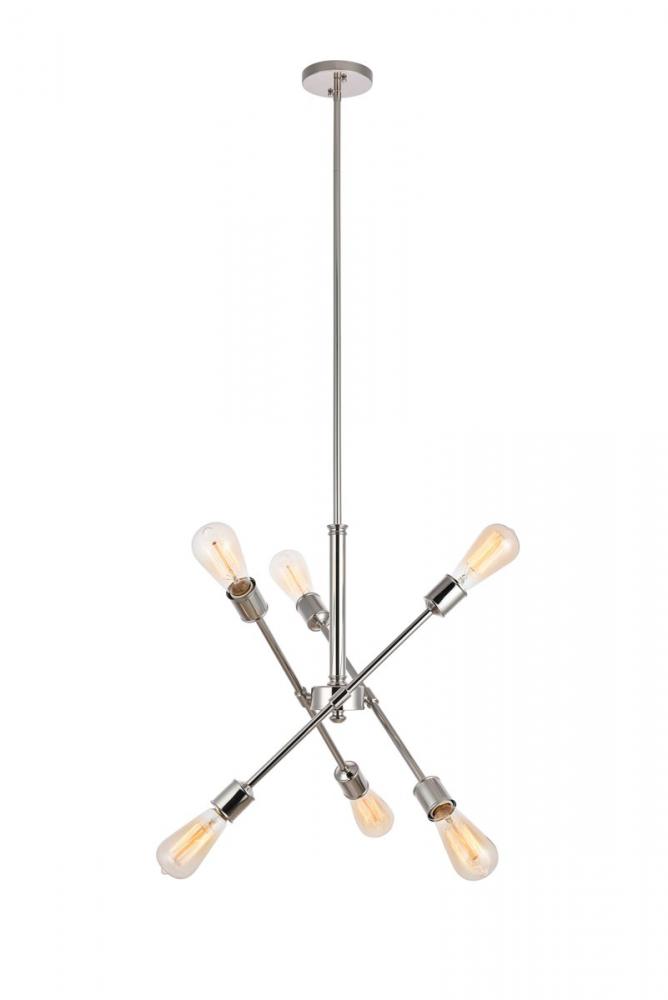 Axel 6 Lights Polished Nickel Pendant