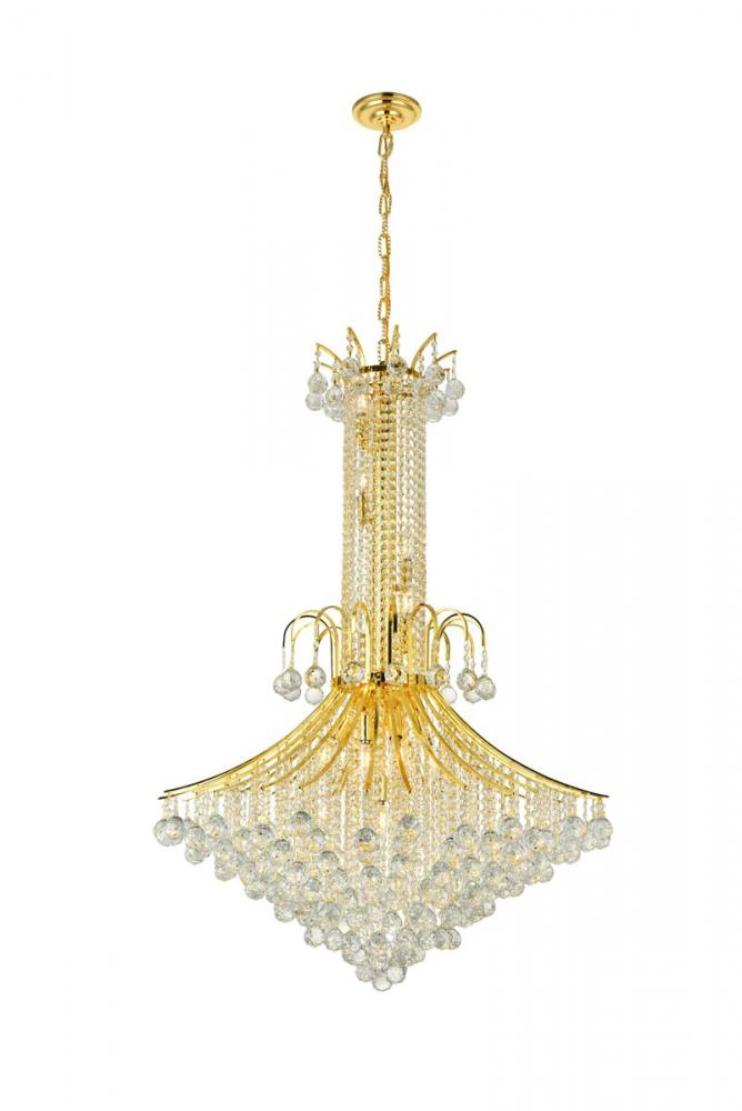 Toureg 16 Light Gold Chandelier Clear Royal Cut Crystal