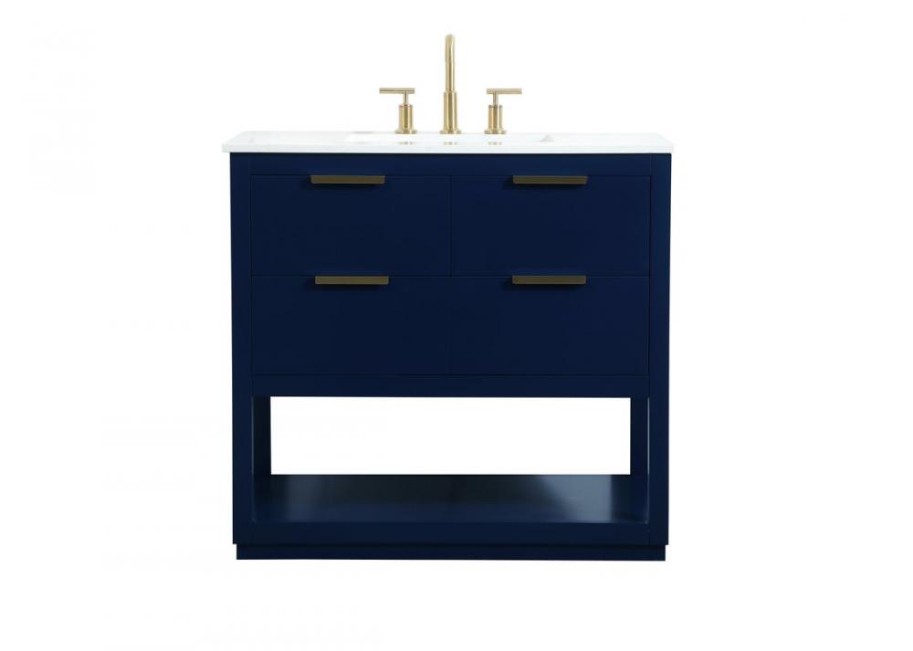 36 inch Single bathroom vanity in blue