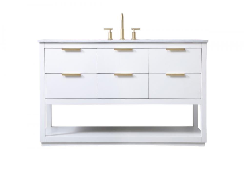 54 Inch Single Bathroom Vanity in White