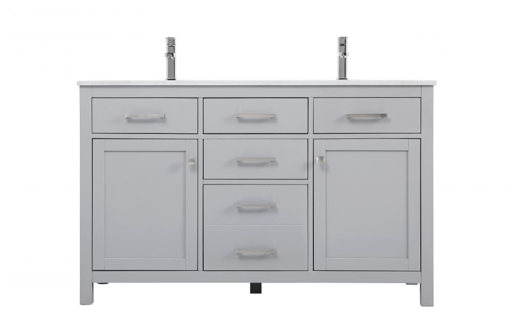 54 Inch Double Bathroom Vanity In Grey