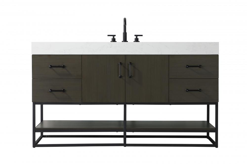 60 inch Single Bathroom Vanity in Mocha Brown