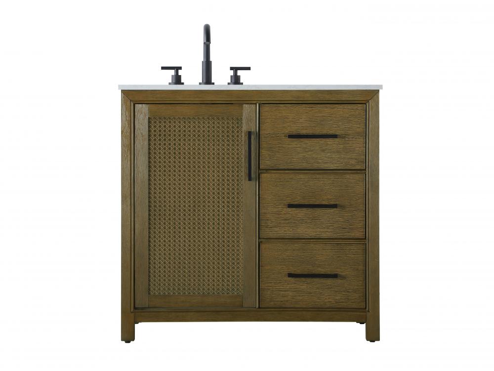 36 Inch Single Bathroom Vanity In Hazel Oak