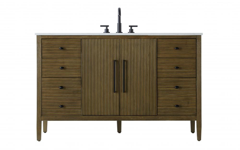 54 inch Single Bathroom Vanity in Hazel Oak