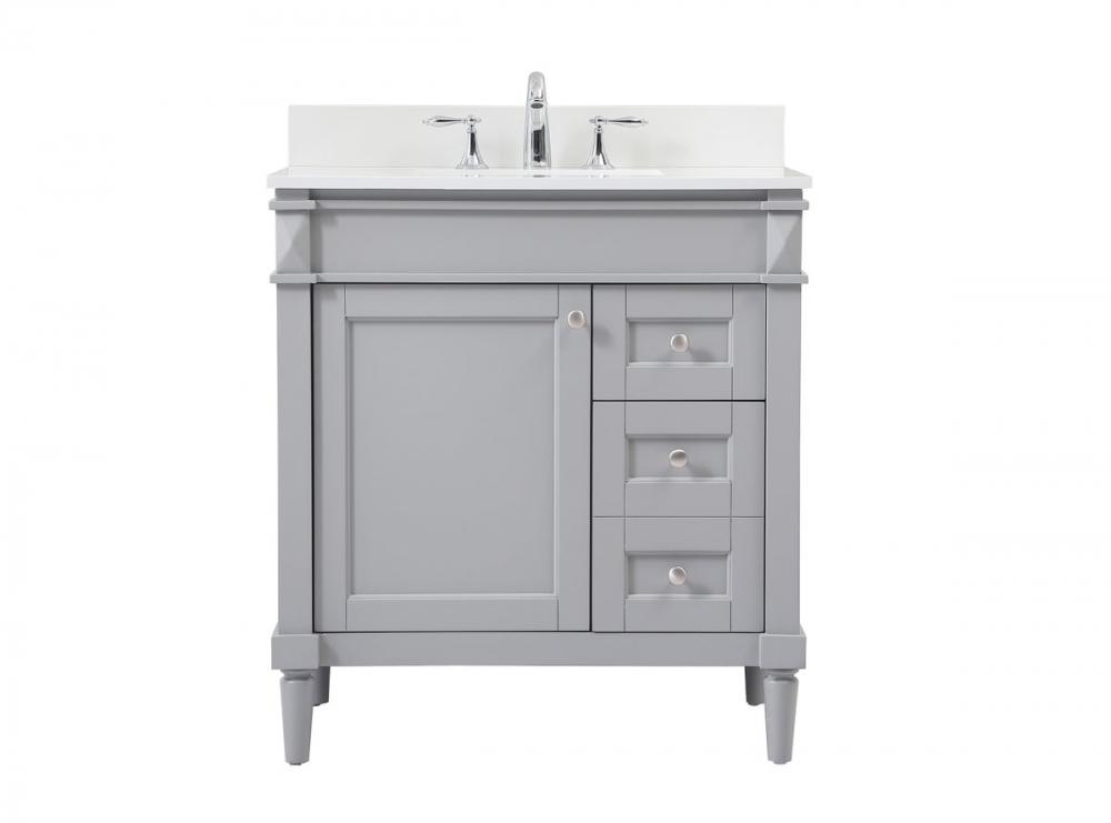 32 Inch Single Bathroom Vanity in Grey with Backsplash