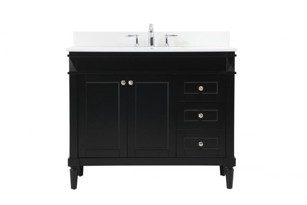 42 Inch Single Bathroom Vanity in Black with Backsplash